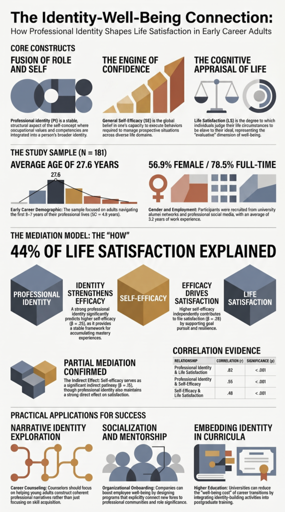 Professional Identity and Life Satisfaction in Early Career Adults: The Mediating Role of Self-Efficacy
