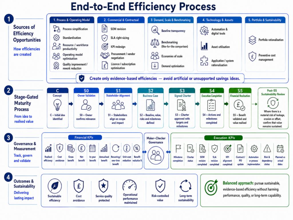 Beyond Cost Cutting: The C-to-S5 Governance Framework for Sustainable Efficiency and Long-Term Organisational Value